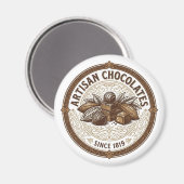 Artisan Chocolates Vintage Kakao Magnet (Vorderseite/Rückseite)