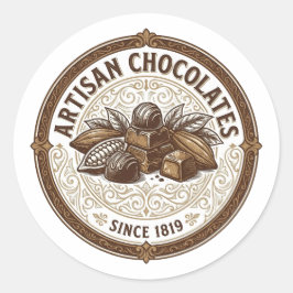 Artisan Chocolates Vintage-Kakaobeutel Runder Aufkleber