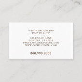 Artisan Chocolates Visitenkarte (Rückseite)