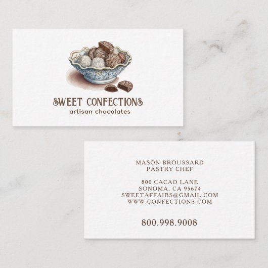 Artisan Chocolates Visitenkarte (Vorne/Hinten)