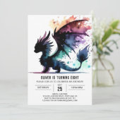 Artisan Dragon Birthday Digital Einladung (Stehend Vorderseite)