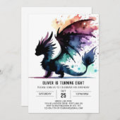 Artisan Dragon Birthday Digital Einladung (Vorne/Hinten)