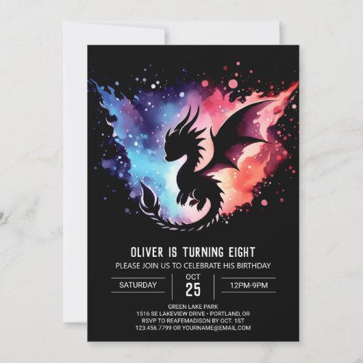 Artisan Dragon Birthday Editable Einladung (Vorderseite)