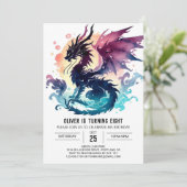 Artisan Dragon Birthday Printable Einladung (Stehend Vorderseite)