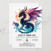 Artisan Dragon Birthday Printable Einladung (Vorne/Hinten)
