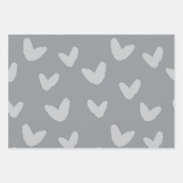 Artisan Hearts Sweet Liebe Black Gray Wedding Fun Geschenkpapier Set