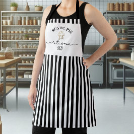 Artisan Koch Hat Name Schwarz-weiß Stripes Baking Schürze