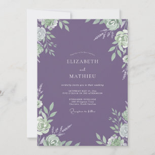 Artisan Mint Amethyst Petal Hochzeit Einladung