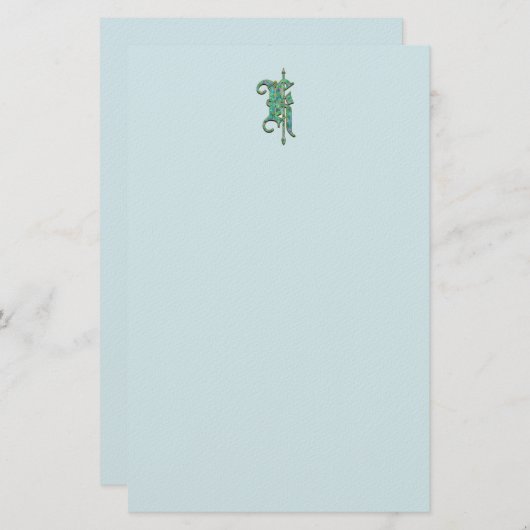 Artisan Monogram K Green Garden Felt Stationery Briefpapier (Vorne/Hinten)