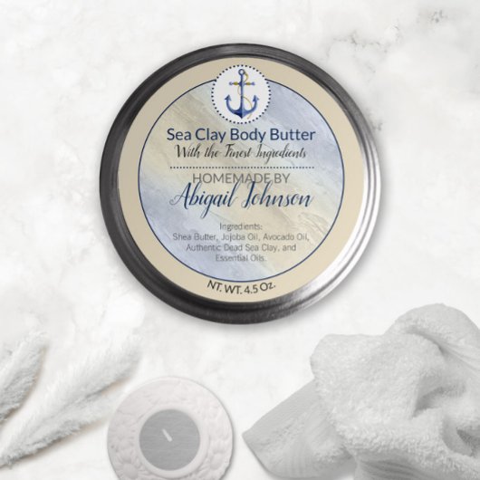 Artisan Nautical Beach Sea Clay Body Butter Label Runder Aufkleber