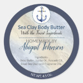 Artisan Nautical Beach Sea Clay Body Butter Label Runder Aufkleber (Vorderseite)