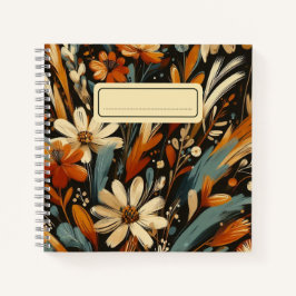 Artisan Orange Blooms & Songbirds in Folk Art Notizblock