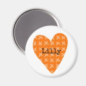 Artisan Orange Herz Kinder NAME Familie Tree Spaß Magnet (Vorderseite/Rückseite)