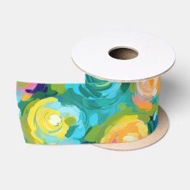 Artisan Paint Floral Bright Colors Summer Blume Satinband