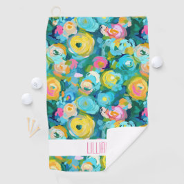 Artisan Painted floral farbenfroh Ihr NAME Spaß Golfhandtuch