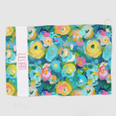 Artisan Painted floral farbenfroh Ihr NAME Spaß Golfhandtuch (Horizontal)
