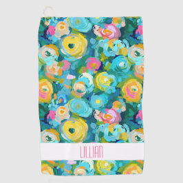 Artisan Painted floral farbenfroh Ihr NAME Spaß Golfhandtuch