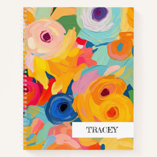 Artisan Painted Floral NAME Colorful Sketchbook Notizblock (Vorderseite)