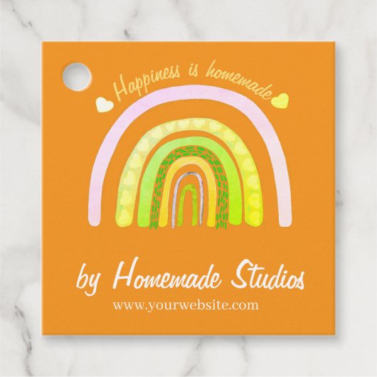 Artisan Rainbow 'Happiness is Homemade'  Geschenkanhänger (Vorderseite)
