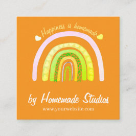 Artisan Rainbow 'Happiness is Homemade'  Quadratische Visitenkarte
