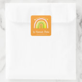 Artisan Rainbow 'Happiness is Homemade'  Quadratischer Aufkleber (Tasche)