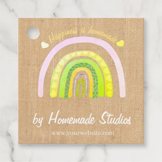 Artisan Rainbow Raw Canvas 'Homemade' Geschenkanhänger (Vorderseite)