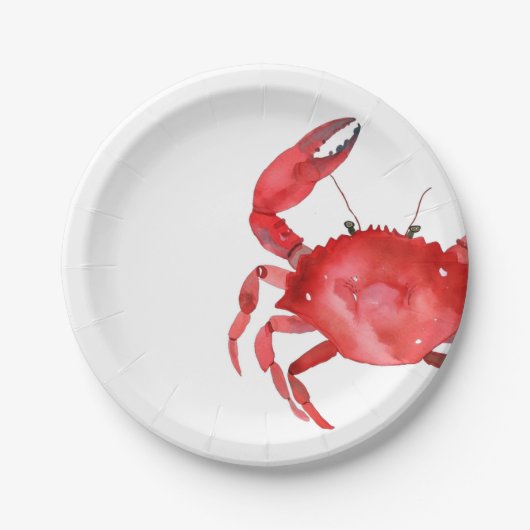 Artisan Red Crab Bake Dinner Farbenfroh Spaß Pappteller (Vorderseite)