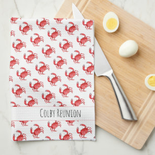 Artisan Red Crab Wiedersehen NAME Colorful Fun Geschirrtuch