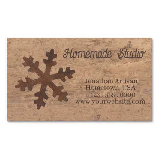 Artisan Rustic Christmas Magnetische Visitenkarte (Vorderseite)