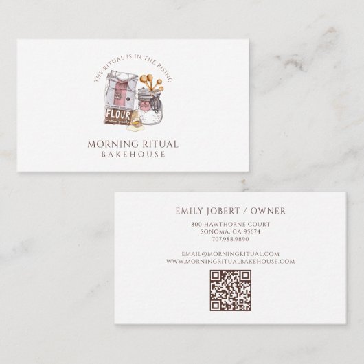 Artisan Wasserfarbe-Bäcker-Dessert-Caterer QR-Code Visitenkarte (Vorne/Hinten)