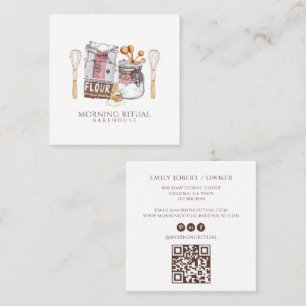 Artisan Wasserfarbe Bäcker Dessert Catering QR Cod Quadratische Visitenkarte
