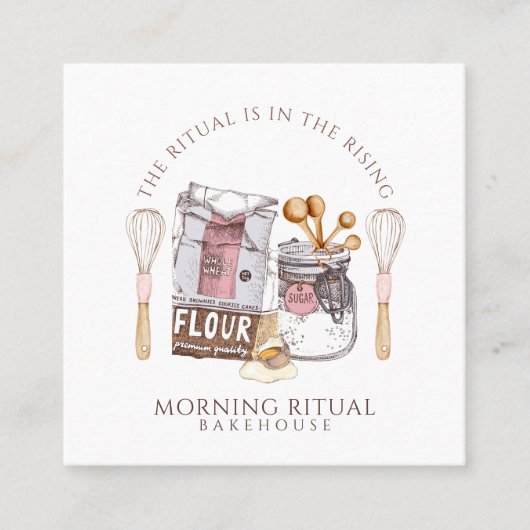 Artisan Watercolor Baker Dessert Caterer QR Code Quadratische Visitenkarte (Vorderseite)