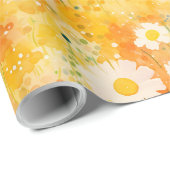 Artisan Wildblumen Yellow Orange Happy Daisies Geschenkpapier (Rolleneckpunkt)