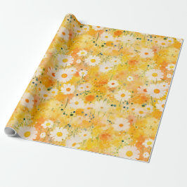 Artisan Wildblumen Yellow Orange Happy Daisies Geschenkpapier