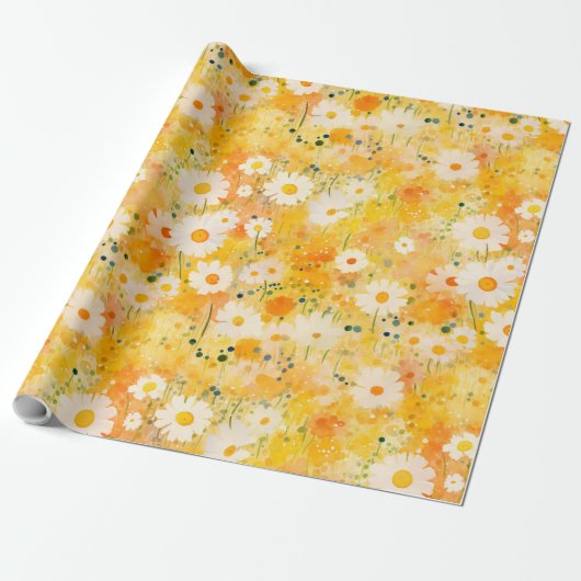 Artisan Wildblumen Yellow Orange Happy Daisies Geschenkpapier (Ungerollt)