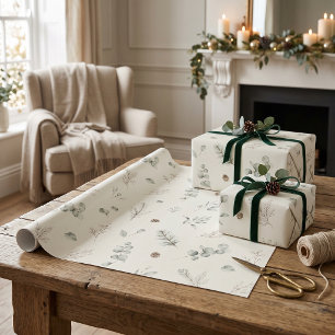 Artisan Winter Botanical Elegantes Weihnachten Geschenkpapier