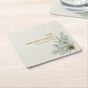 Artisan Winter Botanical Eukalyptus Familienname Rechteckiger Pappuntersetzer