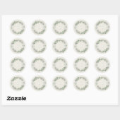 Artisan Winter Botanical Monogramm Initial Elfenbe Runder Aufkleber (Blatt)