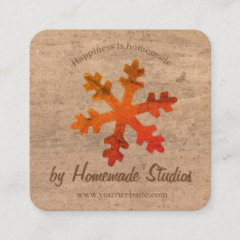Artisan Woodgrain Campfire Snowflake 'Homemade' Quadratische Visitenkarte