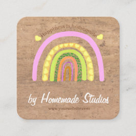 Artisan Woodgrain Hometown Rainbow 'Homemade'  Quadratische Visitenkarte
