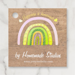 Artisan Woodgrain Rainbow 'Happiness is Homemade'  Geschenkanhänger