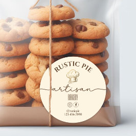 Artisan Zuhause Bakery Gold Koch Hat Bale Orange Runder Aufkleber