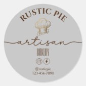 Artisan Zuhause Bakery Gold Koch Hat Light Grau Runder Aufkleber (Vorderseite)