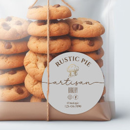 Artisan Zuhause Bakery Gold Koch Hat Light Grau Runder Aufkleber