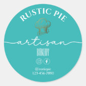 Artisan Zuhause Bakery Gold Koch Hat Sea Green Runder Aufkleber (Vorderseite)