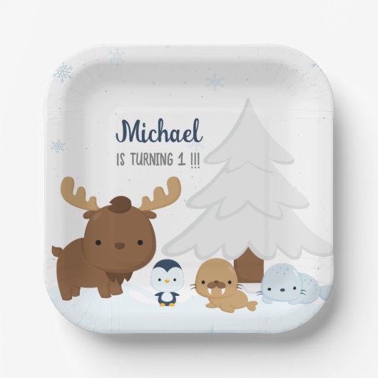 Artische Tiere Party Winter Animals Party Pappteller (Vorderseite)
