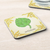 Artischocke mit klassischem Blätter Getränkeuntersetzer (Linke Seite)