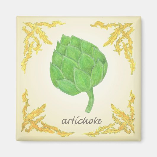 Artischocke mit klassischem Blätter Magnet (Vorne)