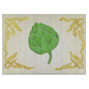 Artischocke mit klassischem Blätter Schneidebrett