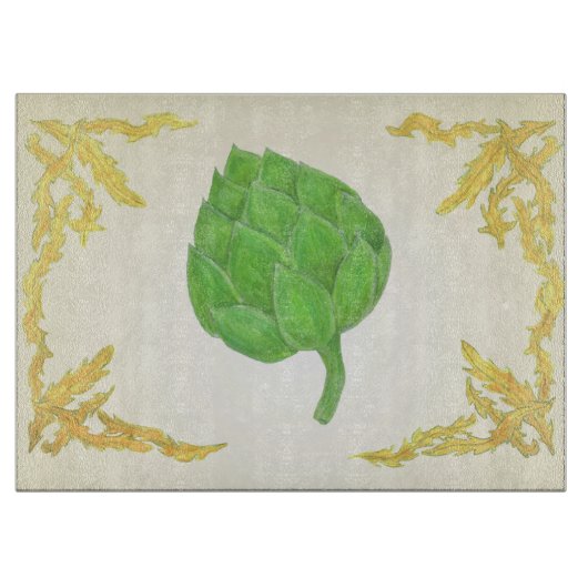 Artischocke mit klassischem Blätter Schneidebrett (Vorderseite)